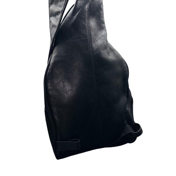 Boulder Ridge Black Full Grain Cowhide Leather Sling Backpack Bag main image 4